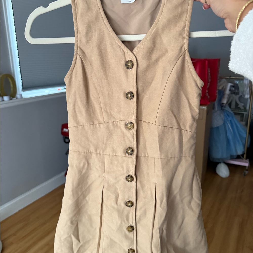 Abercrombie Kids Beige Button-Front Mini Dress